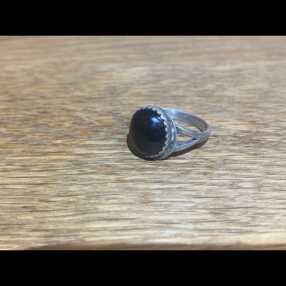 Sterling silver and obsidian ring - Picture 3 of 13